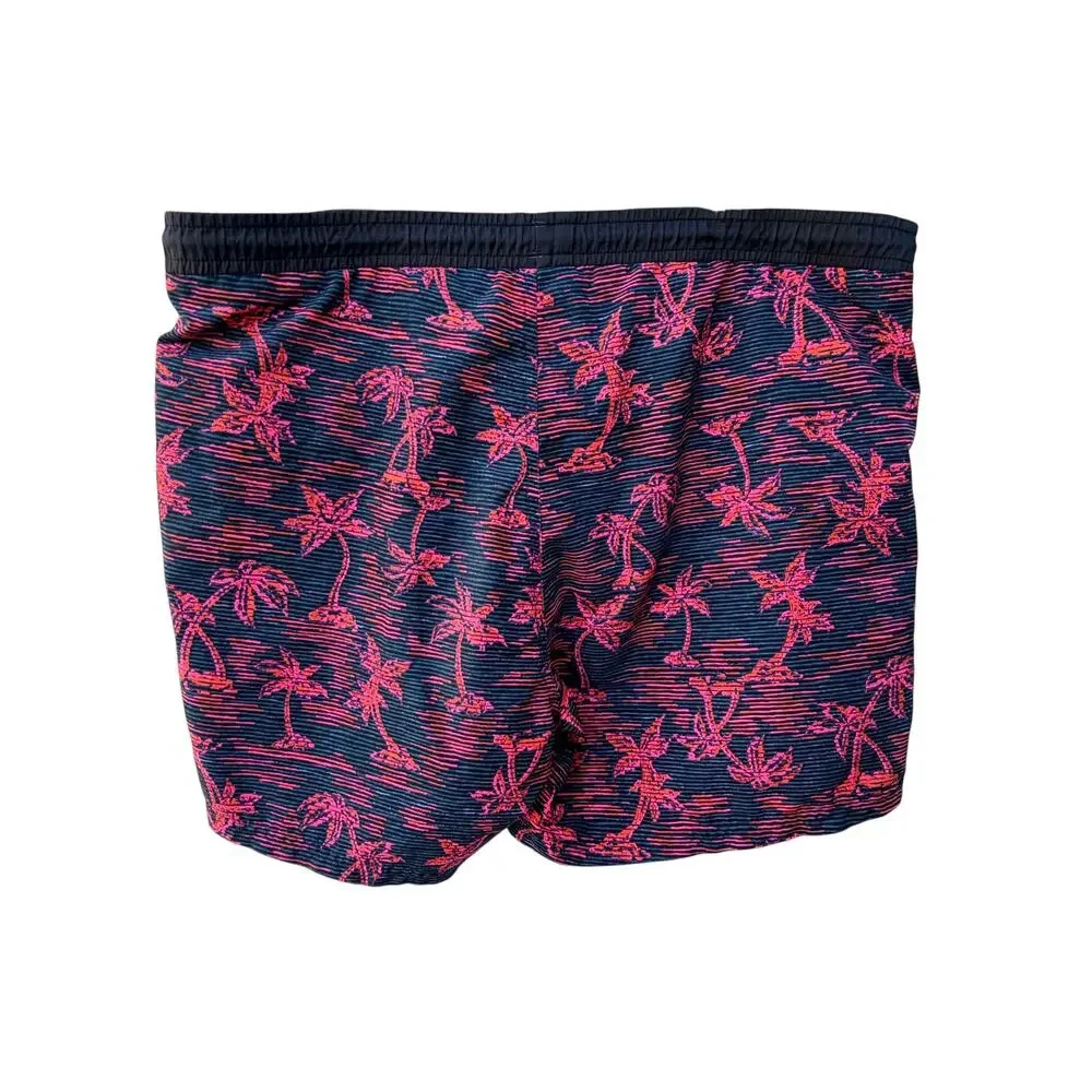 HUGO BOSS Blue Swimwear Hugo Boss Navy Pink Palm Print Swim Trunks Medium